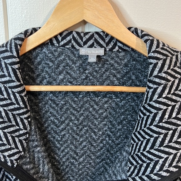 T By Talbots Zip Up Jacket black and white size small petite - Picture 2 of 9